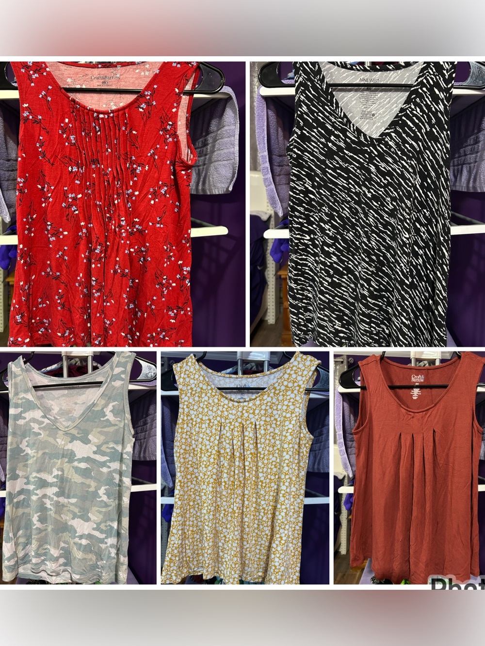 Lot of 5 Nine West Croft & Barrow Tank Top Cami Summer Wear Women's XS PXS